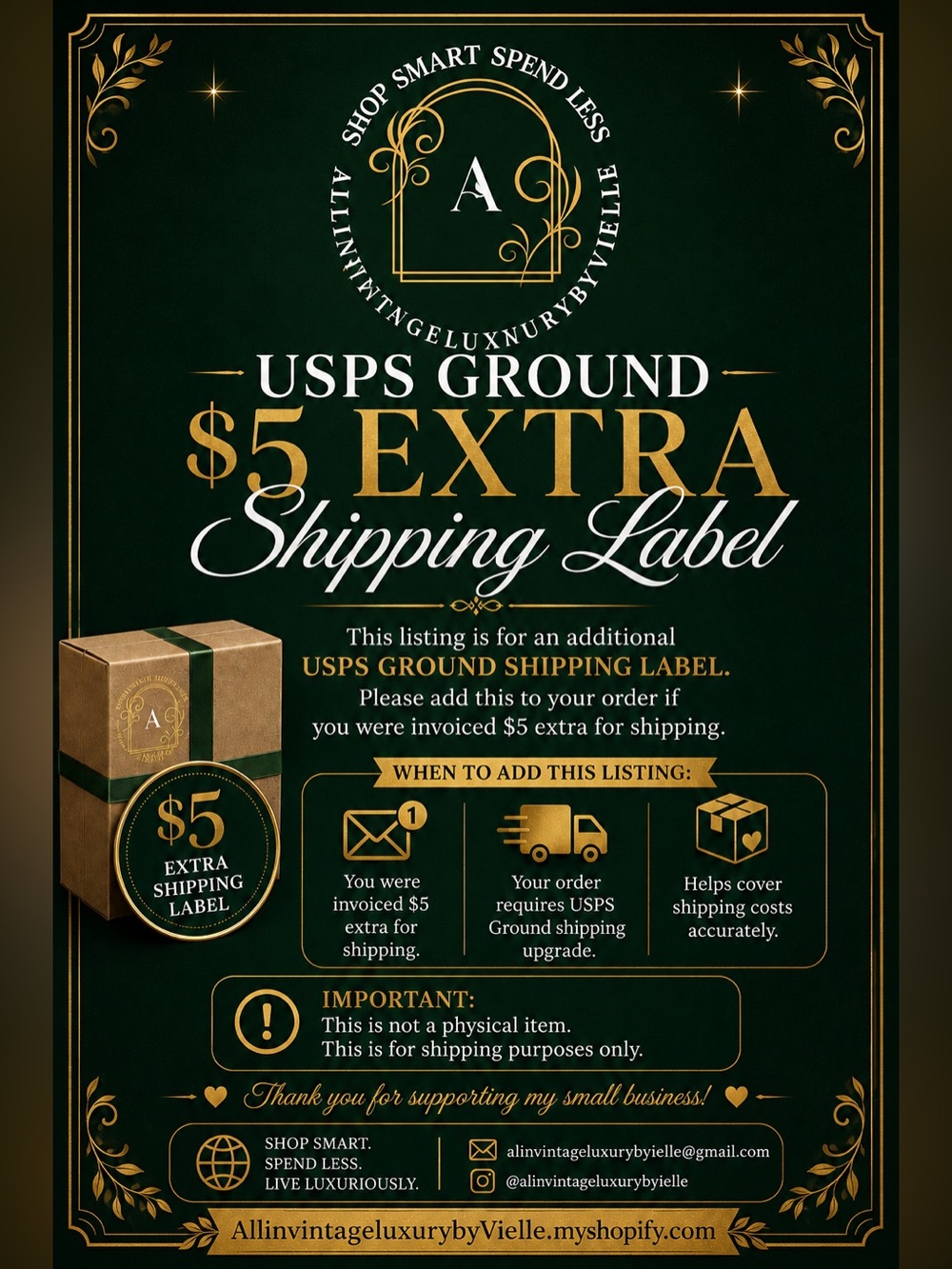 EXTRA SHIPPING LABEL‼️
Ground Shipping Label on Package